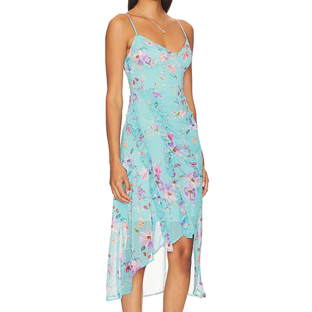 Revolve Clementine Midi Dress in Turquoise Sea Floral XS